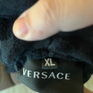 Gently used Versace Medusa robe in navy blue